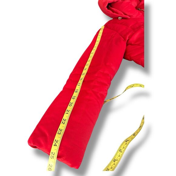 Calvin Klein Women’s Quilted Duck Down Red Hooded Jacket Size Medium - Picture 8 of 12